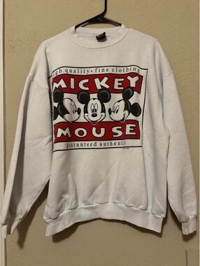 Vintage Mickey Mouse White Crewneck Sweatshirt Size XL